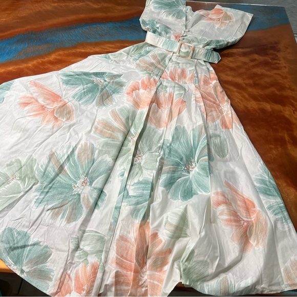 Vintage Pastel Floral Watercolor Shirt Waist belted dress size 3 Jodi Michaels - Picture 2 of 14